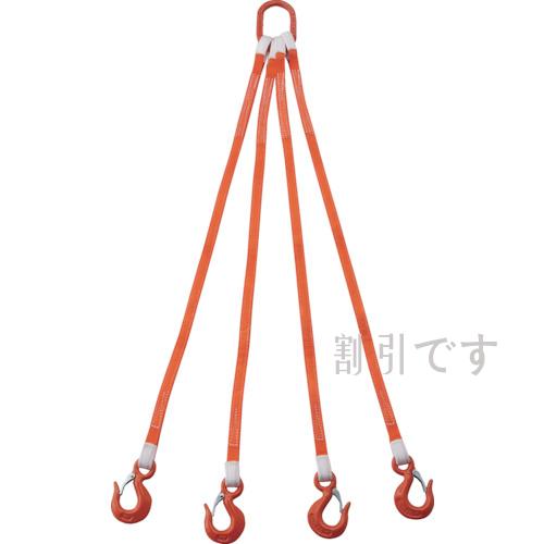 ＴＲＵＳＣＯ　４本吊ベルトスリングセット　２５ｍｍ幅Ｘ１．５ｍ　吊り角度６０°時荷重２．５８ｔ（最大使用荷重３ｔ）　