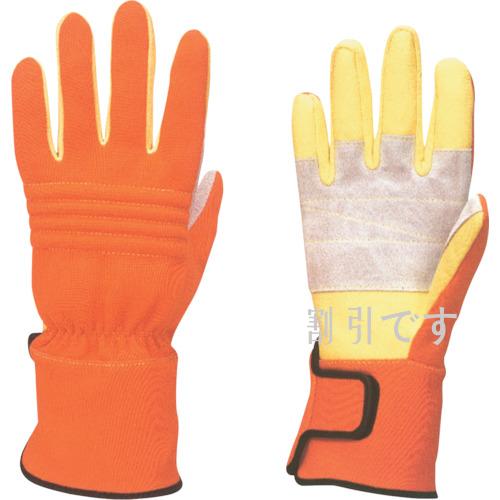 トワロン　耐切創手袋　ＫＣ－３０　消防用セラミックレザー手袋　オレンジ　Ｍ　